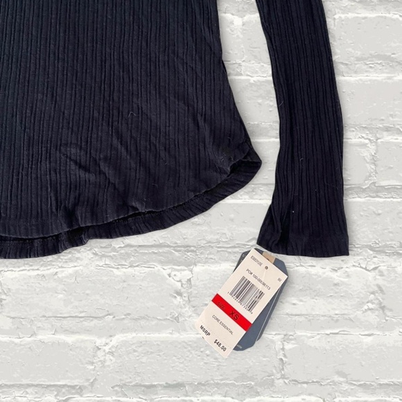 Democracy navy blue ribbed long sleeve shirt - Picture 2 of 3